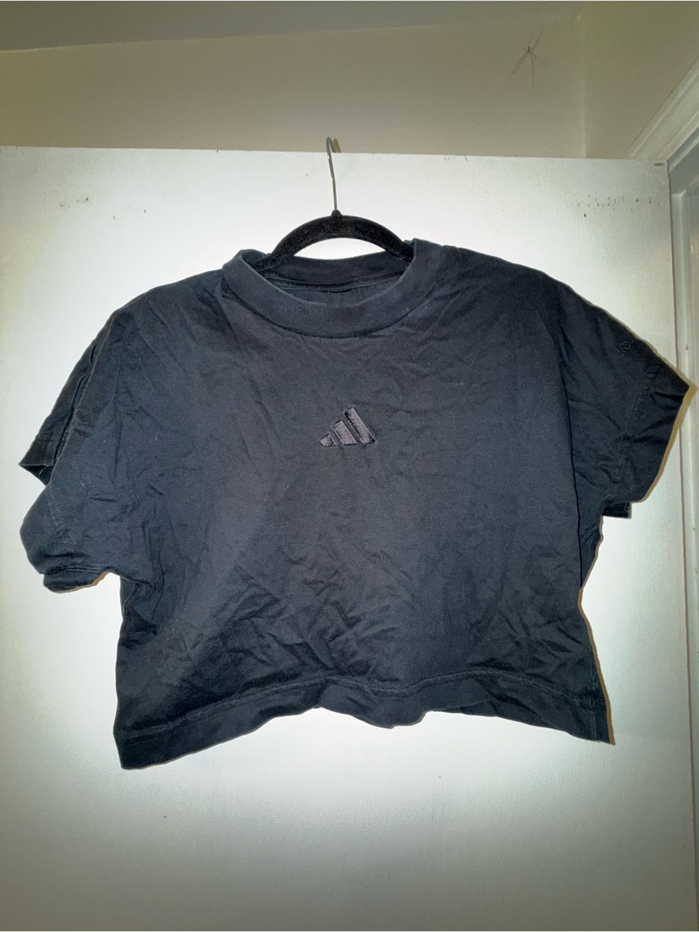 adidas Black Cropped Logo T-Shirt